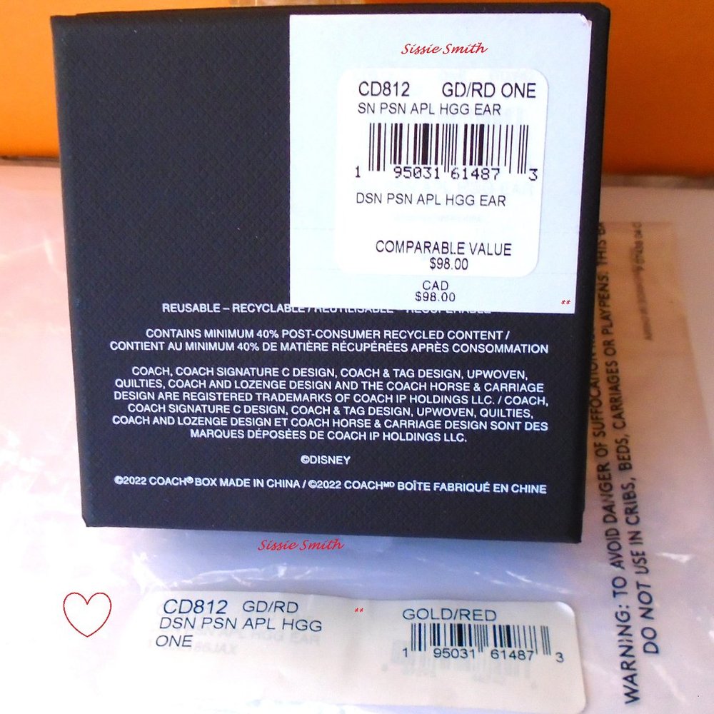 Disney X Coach Poison Apple Huggies Earrings - NWT - Picture 3 of 8